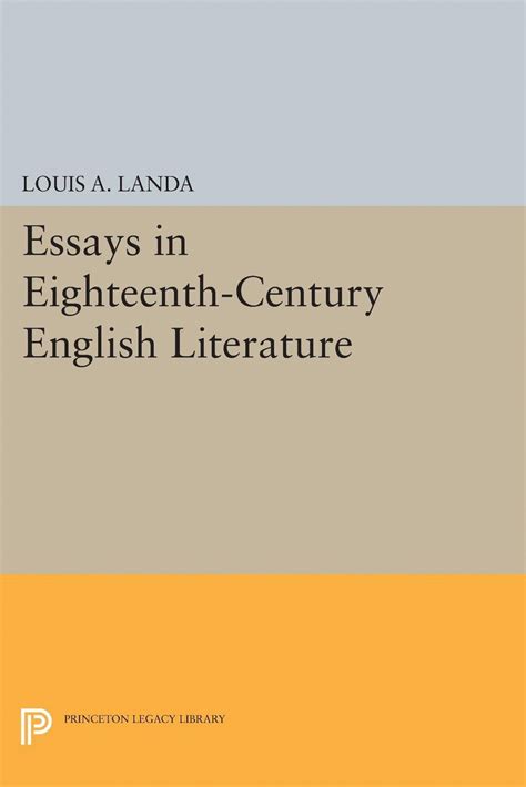 Essays in Eighteenth-Century English Literature | Princeton University ...