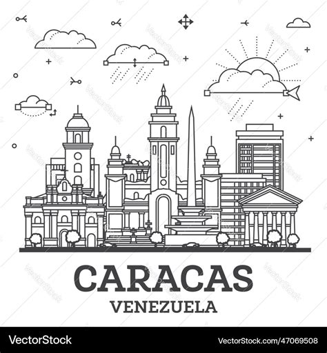 Outline caracas venezuela city skyline Royalty Free Vector