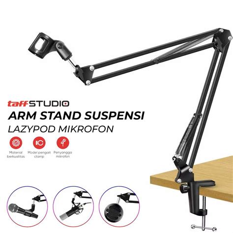 Taffstudio Arm Stand Suspensi Mikrofon Scissor Lazypod Aluminium Nb