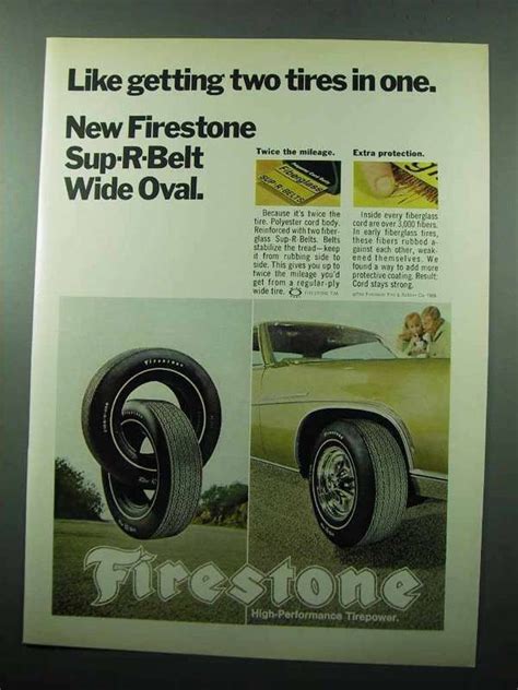 1969 Firestone Sup R Belt Tires Ad Like Two In One Ebay