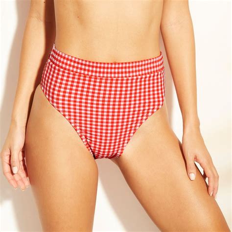 Women S Gingham High Waist Bikini Bottom Xhilaration Red Gingham M