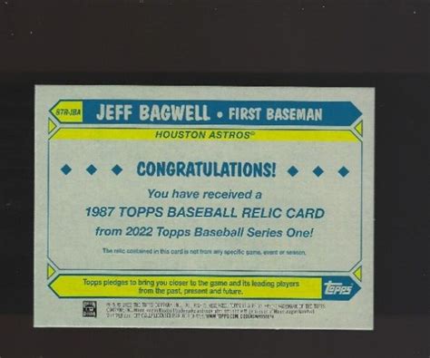 Jeff Bagwell Topps Bat Relic R Jba Hof Astros Ebay