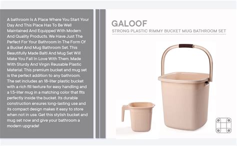 Galoof Strong Plastic Bucket Mug Bathroom Set Of 2 For Kitchen