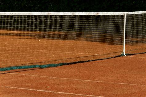 Fragmento De Una Cancha De Tenis De Tierra Batida Al Aire Libre Cuadrícula Y Líneas De Marcado