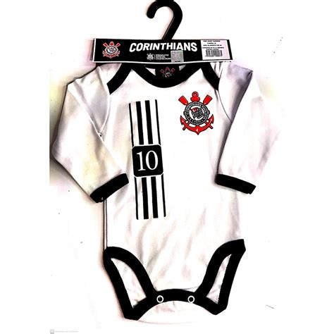 Body Manga Longa Branco Unissex Camisa Corinthians Oficial Submarino