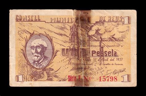 España Billete Local Guerra Civil Reus 1 Peseta 1937 Bc G