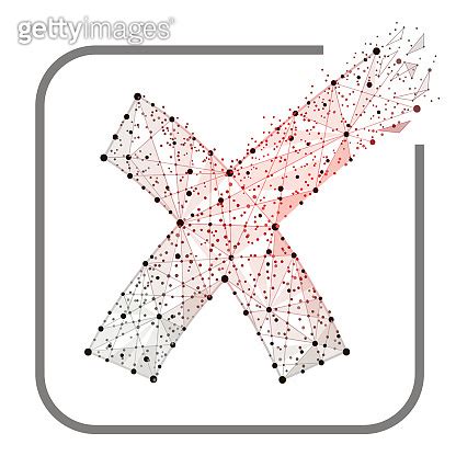 Cross Sign Element Red Low Poly X Icon Isolated On White Background