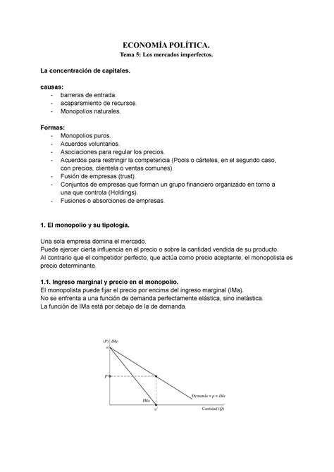 Economia Politica Tema Econom A Pol Tica Tema Los Mercados