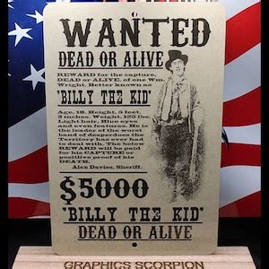 Billy the Kid Wanted Poster Aluminum Sign 8x12 In - Etsy