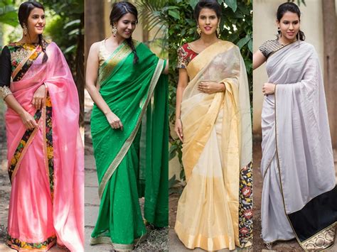 Plain Sarees With Designer Blouse Options Keep Me Stylish