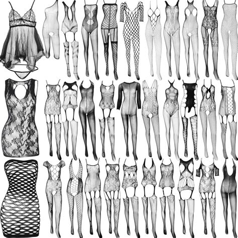 Jeyiour Black Lingerie Bodysuit With Garter Belt Fishnet Doll Lingerie Lace Bodysuit Body Lace