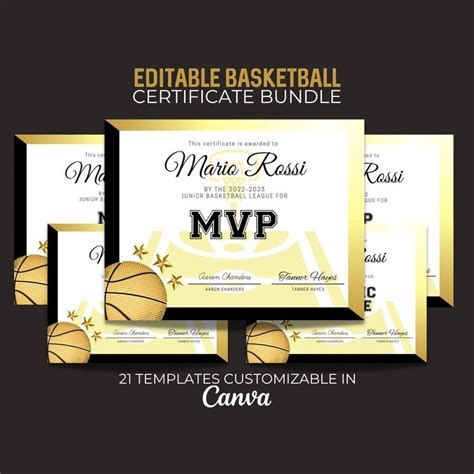 End Of Season Basketball Awards Editable Basketball Award Certificate