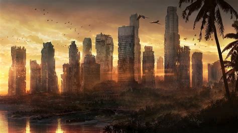 Post Apocalyptic Sci Fi Hd Wallpaper Of Ruined Cities