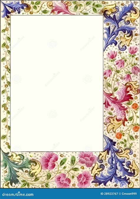 Vintage Style Floral Scrapbook Frame Border Stock Illustration