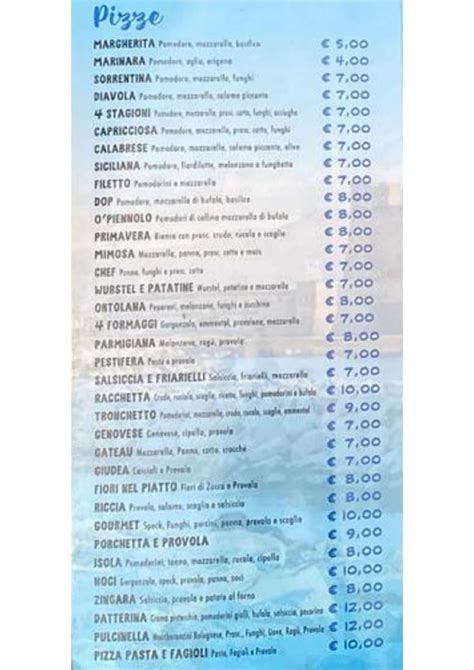 Menu Pizzeria Napoli E Pizza In San Marcellino Thefork