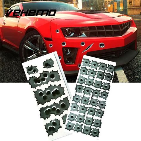 Vehemo 1PCS 3D Bullet Hole Car Stickers Styling Accessories Motorcycle ...