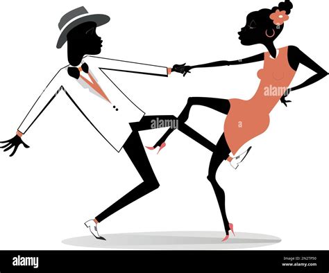 Romantic Dancing Young African Couple Illustration Funny Dancing Young