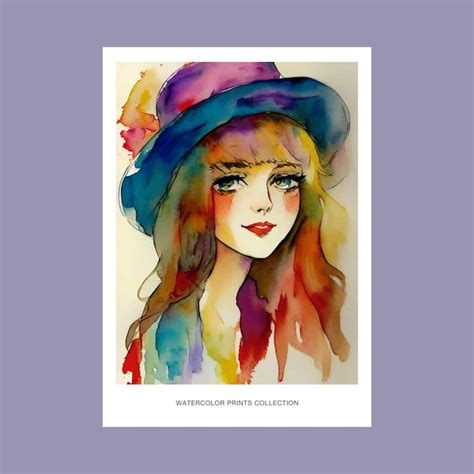 Premium Vector | Cute girl portrait watercolor painting