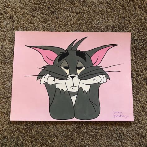 Sad Tom Painting Tom And Jerry Etsy