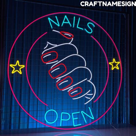 Nails Open Led Neon Sign Craft Name Sign