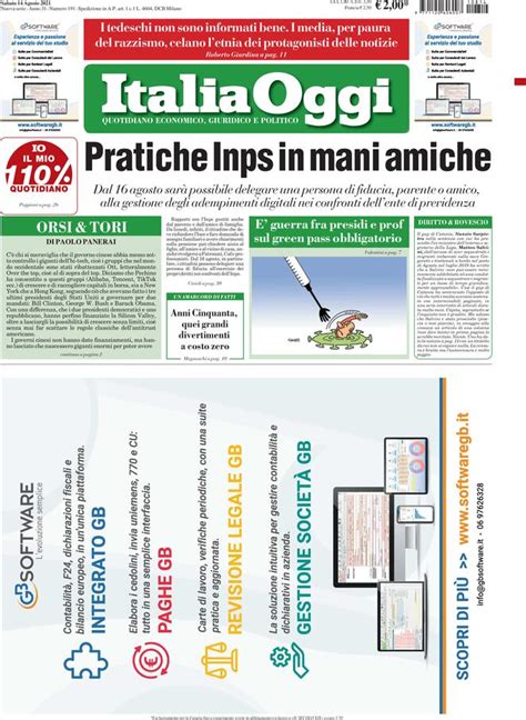 Prime Pagine Dei Quotidiani Economici Di Oggi Giornali It