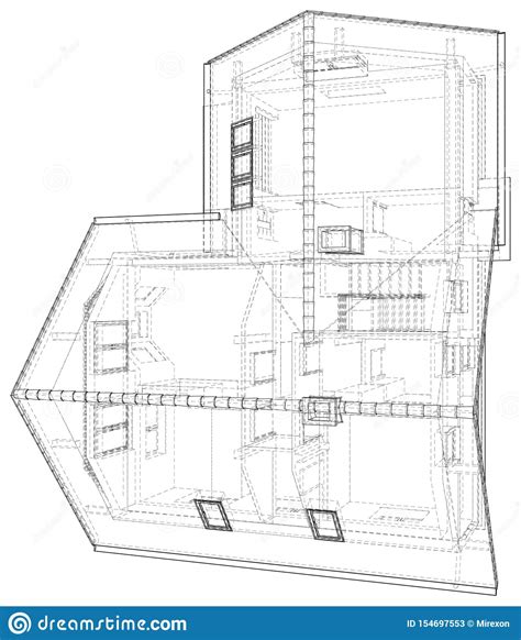 L Nea Del Bosquejo En Casa Ilustraci N Del Vector Ejemplo Creado De 3d