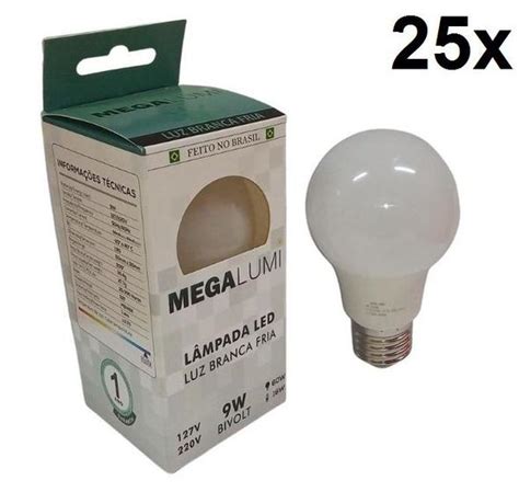 Kit 25 Lâmpada Bulbo Led 9w 6500k Bivolt Mega Lumi Lâmpada de LED