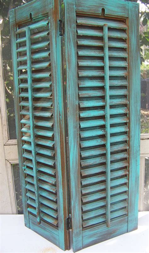 Vintage Wood Shutter Shabby Chic Turquoisebrown Message Board