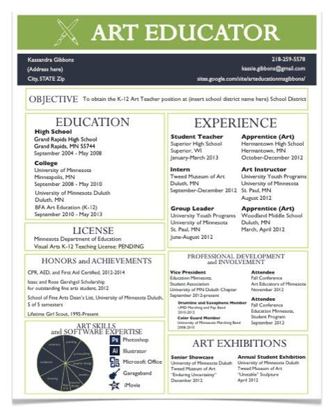 Art Teacher Resume Example ~ ANAXMEN