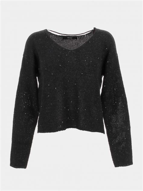 Pull Col V Leilani Noir Femme Vero Moda Wimod