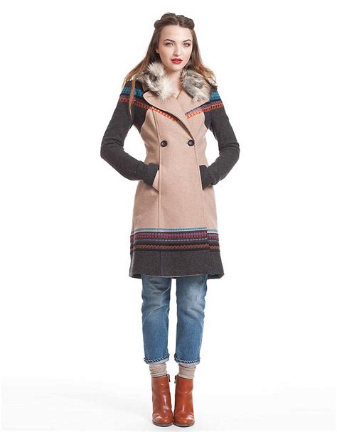 Plenty By Tracy Reese Hooded Colorblock Coat In Pink Beige Lyst