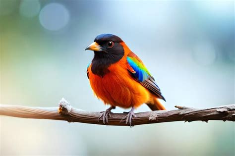 Un P Jaro Colorido Con Plumas Azules Y Amarillas En La Cabeza Foto