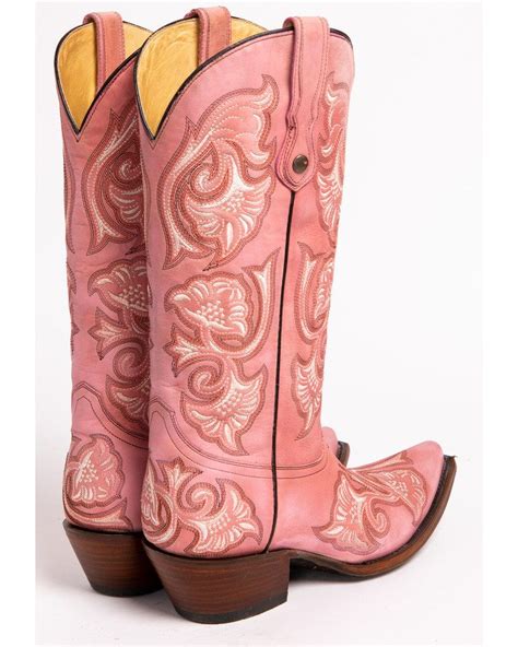 Corral Womens Floral Stitched Snip Toe Western Boots Pink Pink Cowgirl Boots Boots Cowgirl