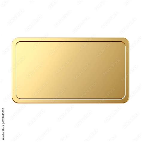 Realistic 3d Gold Metal Name Plate Isolated On Transparent Background