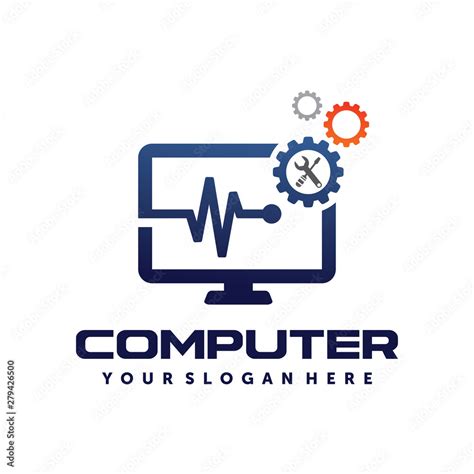 Computer Tech Computer Repair Computer Services Pc Logo Vector Stock