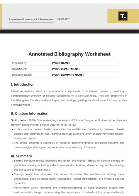 Free Annotated Bibliography Worksheet Template Edit Online And Download