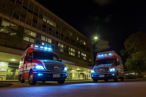 Premium Photo Two Ambulances Are Parked In Front Of A Building With