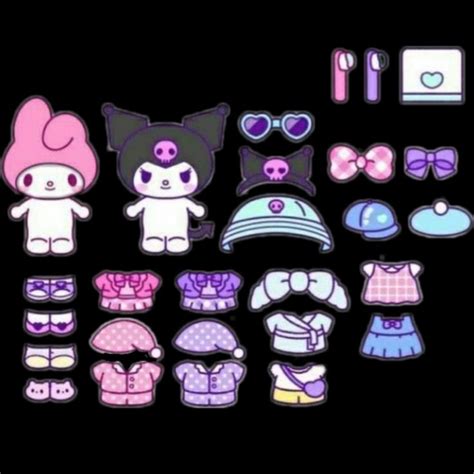 My melody y kuromi de papel con ropa en 2024 Bebés de silicona