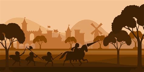 Battle Scene Silhouette With Medieval 6591686 Vector Art At Vecteezy