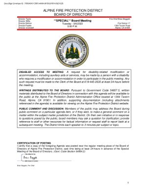 Fillable Online Alpine Fire Protection District Board Of Fax Email