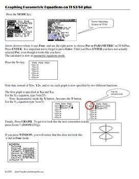 Graph Parametric Equations on the TI 83 TI 84 Plus HW for Trig PreCalculus