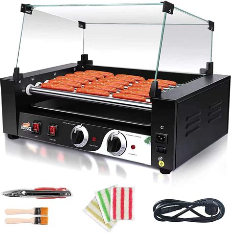 LIANQIAN Electric 18 Hot Dog 7 Roller Grill Cooker Machine with Cover ...