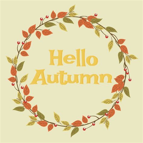 Premium Vector | Autumn leaves wreath and hello autumn.