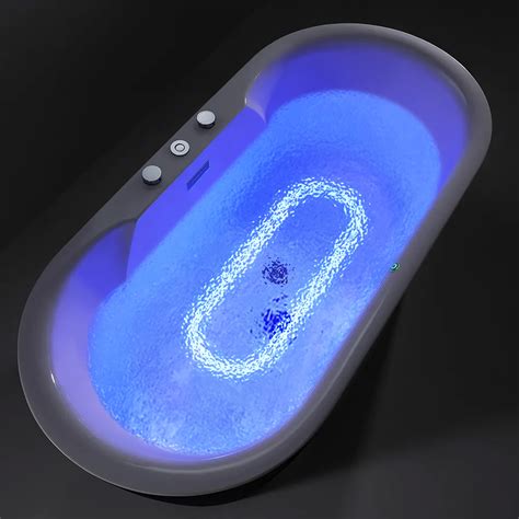 67" LED Acrylic Oval Micro Jets Air Bubble Freestanding Bathtub in ...