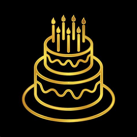 Birthday Cake Icon In Gold Colored 21192496 Vector Art At Vecteezy