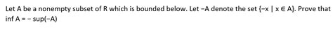 Solved Let A Be A Nonempty Subset Of R Which Is Bounded Chegg