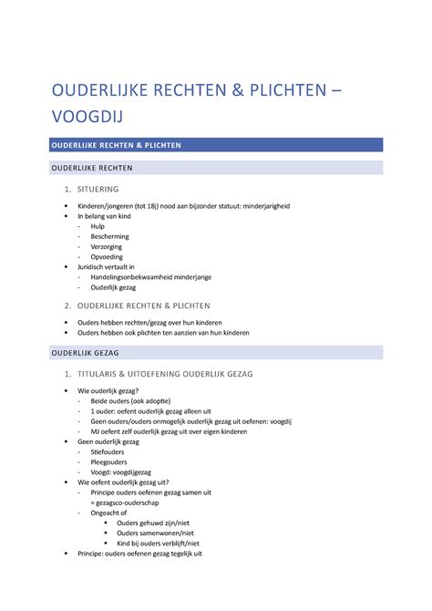 Ouderlijke Rechten OUDERLIJKE RECHTEN PLICHTEN VOOGDIJ OUDERLIJKE