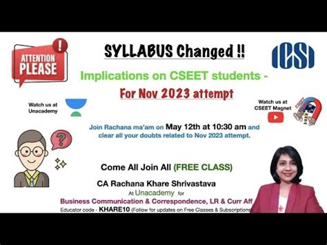 CSEET Changed Syllabus CA Rachana Khare Shrivastava YouTube