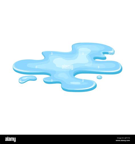 Water Puddle Liquid Cartoon Style Drop Isolated On White Background