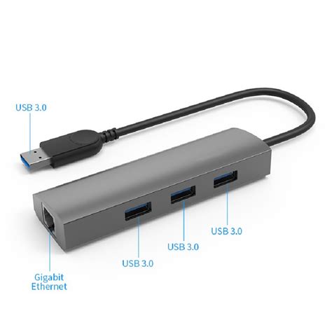 Aluminum USB3 0 3 Port Hub With Gigabit Port China USB Hub And USB 3